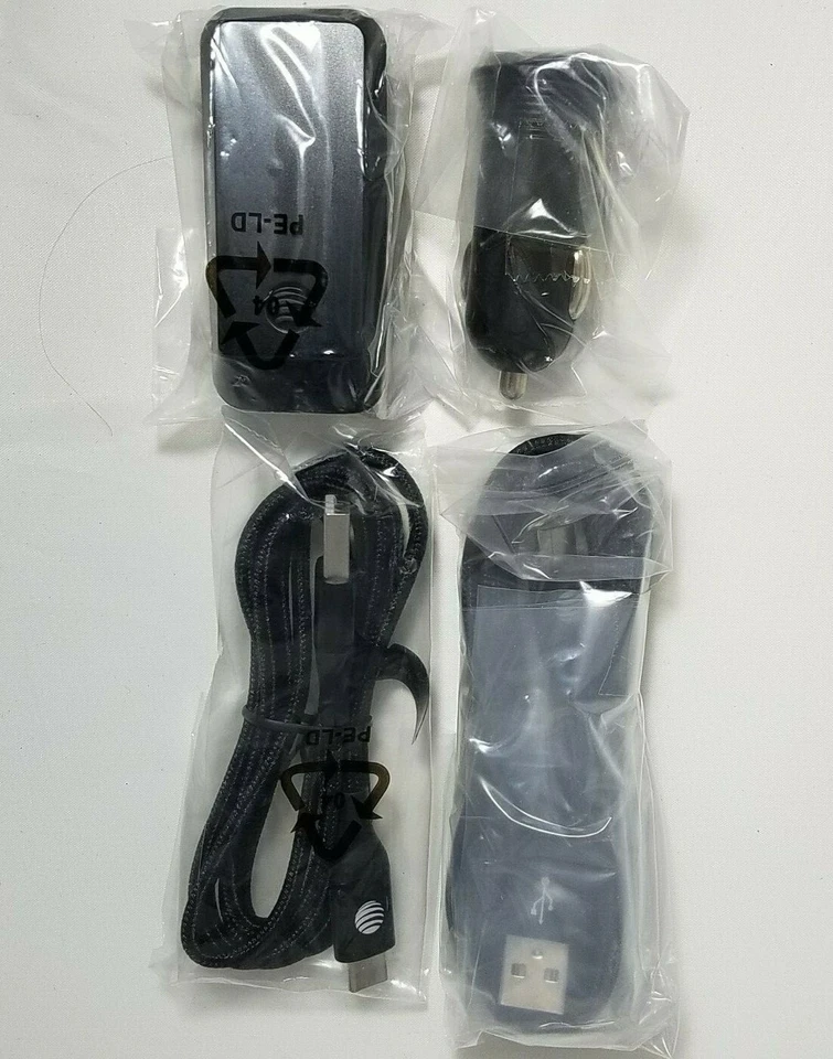  Paquete de alimentación AT&T tipo C cargador de coche y hogar juego de 4 piezas/cable trenzado de 4 pies 6 pies NUEVO Foto 4 de 4