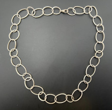 SILPADA STERLING SILVER 925 MATTE BRUSHED FINISH OVAL CHAIN NECKLACE 24"