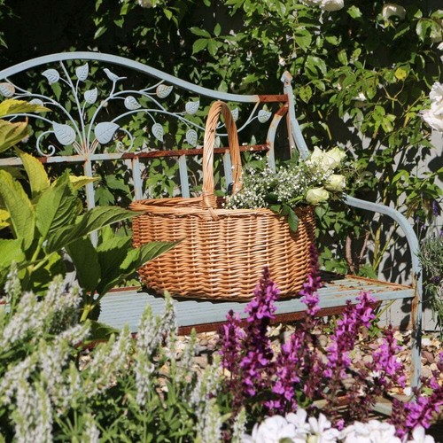 Hollander Wicker Traditional Shopping Basket Handled Woven Foraging Shopper - Picture 3 of 6