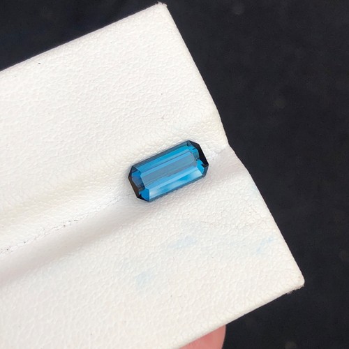 Natural 1.20 Ct Ink Blue Tourmaline Emerald Cut Gemstone For Ring - Picture 4 of 6