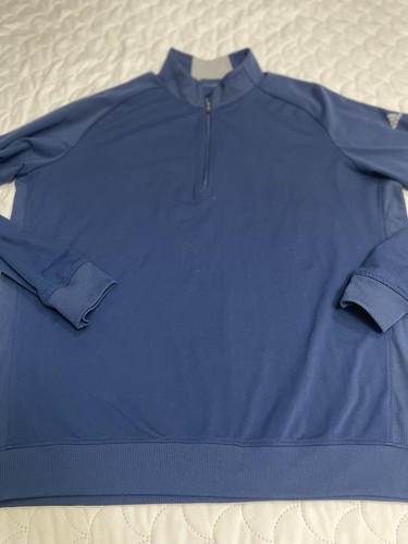 Maglione Adidas Uomo Taglia XL Blu The National Golf Logo Manica Lunga 1/4 Zip - Foto 2 di 12