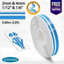 OCEAN BLUE 1/12" & 1/6" Roll Vinyl Pinstriping Stripe Double Line Tape Sticker
