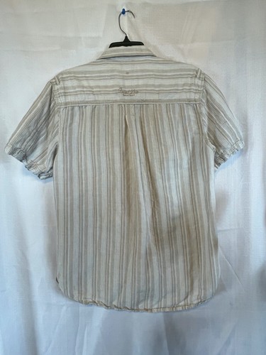 Point Zero Orange Label Mens Striped Linen Button Down Shirt Size M - Picture 11 of 12