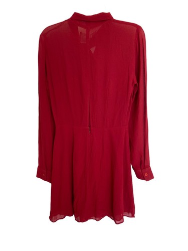 NWT REFORMATION Long Sleeve Jumpsuit Red Front Tie Red Sz 4 - Picture 2 of 4