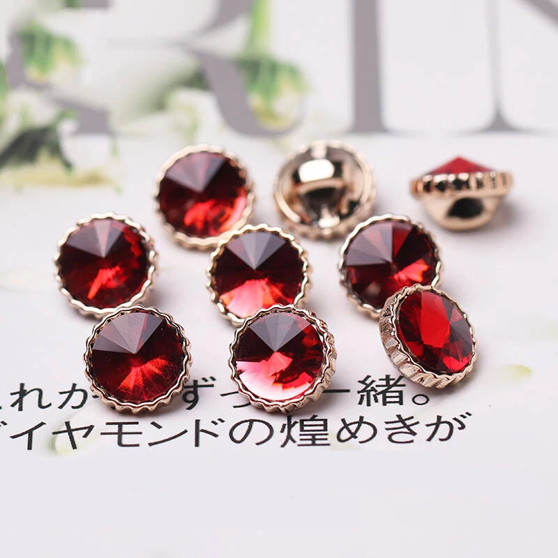 10PCS Glitter Round Diamond Buttons with Shank Materials for Shirt Dress Decors - Image 3 of 4