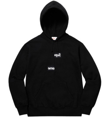 supreme comme des garcons shirt split box logo hooded sweatshirt white
