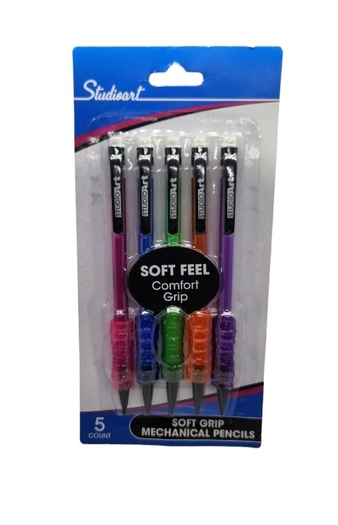 Mechanical Pencils Soft Comfort Grip, Refillable Assorted Colors,5pc With Refill-image