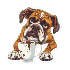 Boxer Dog Sticker Canine Design Adorable Sleep Car Unique Laptop Sticker Coffee