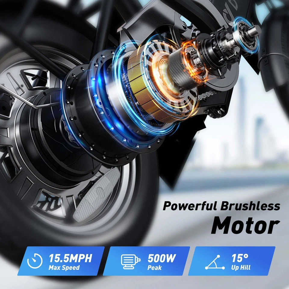 Складной электрический велосипед DYU 14 дюймов для взрослых, пик 500 Вт 36 В / 7,5 Ач, пригородный город ✨ - Изображение 3 из 4