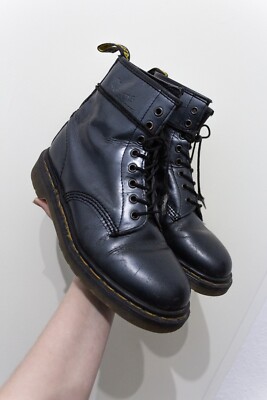 Vintage Martens 39 Docs Blau Metallic Shiny Grau Made in England UK 90s 