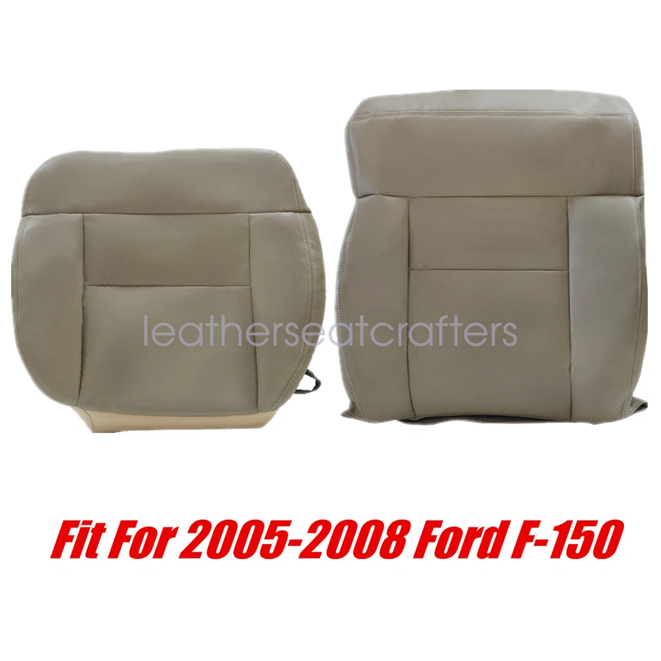 Cubierta de asiento de cuero para Ford F150 2005-2008 parte inferior del lado del conductor y parte trasera inclinada bronceada Foto 2 de 4