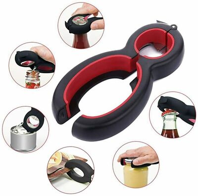 6in1 Multi Function Bottle Opener,All in 1 Twist Gripper Jar Beer Lid Can Opener