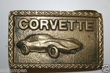 Vintage High End Solid Brass Chevrolet Corvette Belt Buckle Stingray Rare