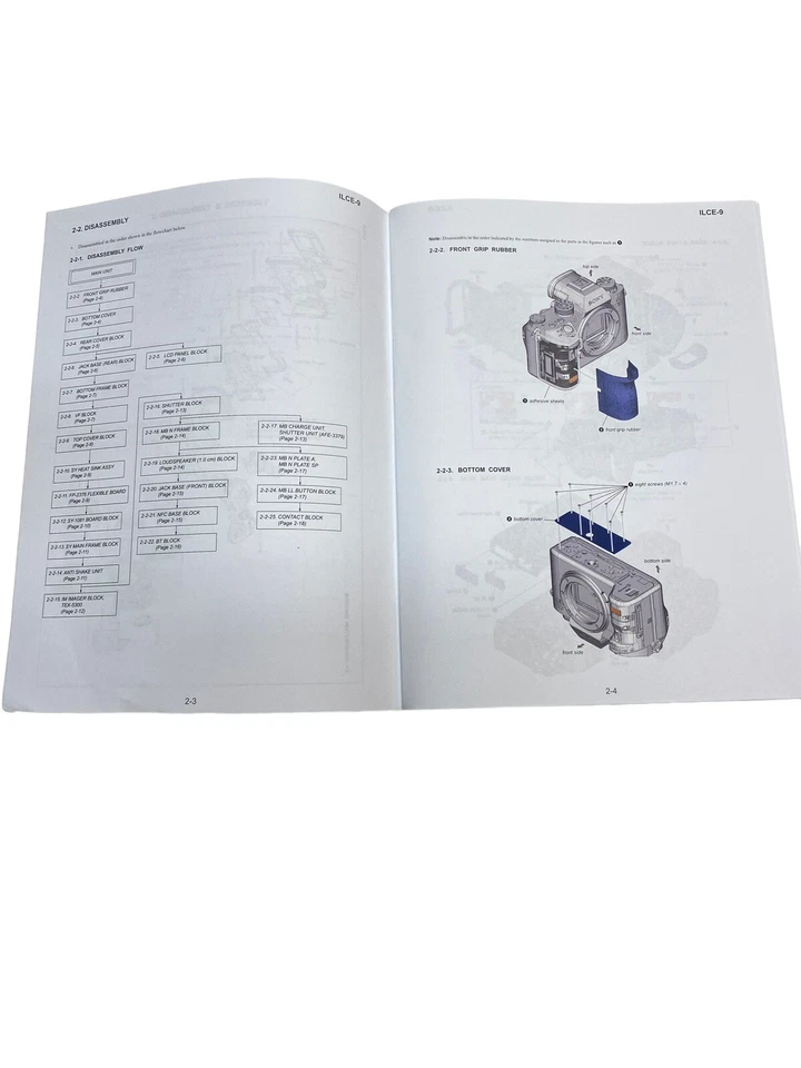 Sony Alpha 9 A9 ILCE-9 Manual de servicio Lista de piezas Original Sony OEM NO ES UNA COPIA Foto 3 de 4