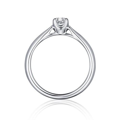 Bague de fiançailles en or blanc 14 carats et diamants taille ronde créée en ... - Bild 4 von 8