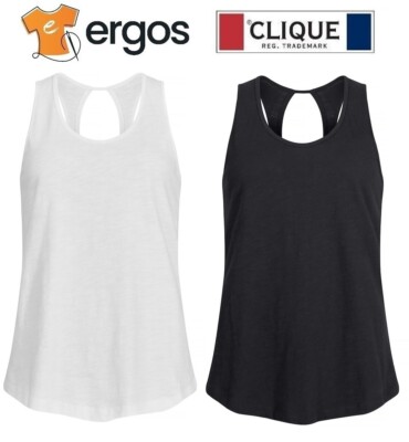 CLIQUE Tanktop SLUB TANKTOP LADY 100% Baumwolle geflammt Damen Cut Out Rücken