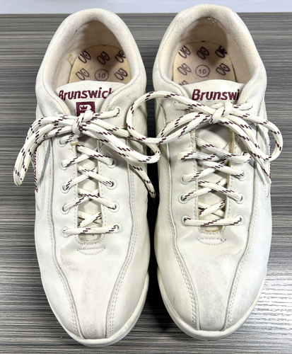 Vtg Brunswick Capri II Bowling Shoes 1990s Women's Size 10 Off White Leather Tie - Picture 2 of 13