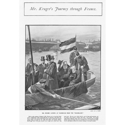 PAUL KRUGER Landing at Marseille from the 'Gelderland' - Antique Print 1900