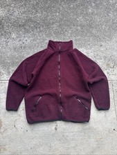 Vintage 80s World Famous USA Made (Broken) Zip Fleece Jacket Burgundy Maroon L
