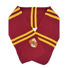 Harry Potter Gryffindor Scarf Unisex Burgundy Gold Ribbed Knit Striped Crest