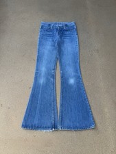 Vintage 70  s Levi  s 684 Orange Tab Bellbottom Flare Faded Denim Jeans Size 27x32