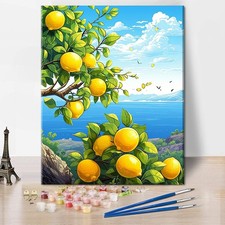 Lemon Tree Paint by Numbers Kit for Adults Beginner, Coastline Landscape Easy