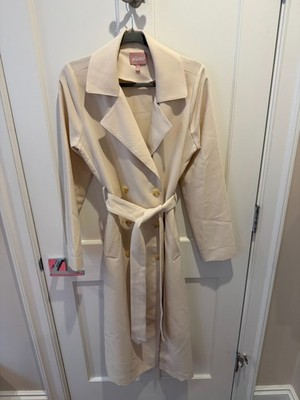 Show Me Your Mumu Cream/Ivory Trench Coat | Size Small | Belted