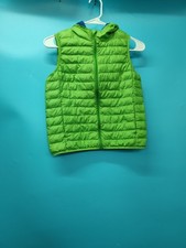 Uniqlo Puffer Vest Kids 9/10 Green Hooded Lightweight Quilted Zip Up