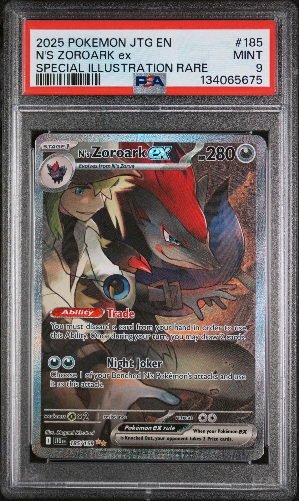 2025 POKEMON JTG EN-JOURNEY TOGETHER #185 N'S ZOROARK EX PSA 9