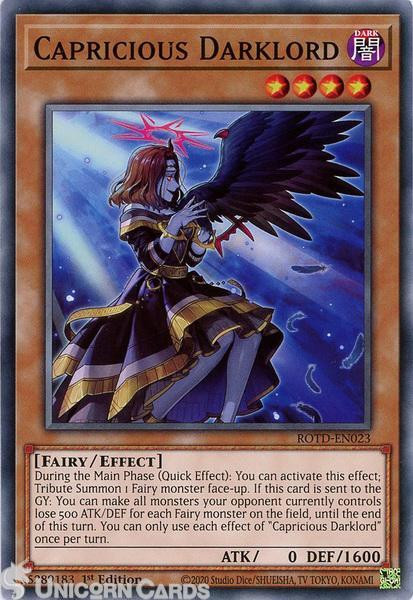 ROTD-EN023 Capricious Darklord Common 1st Edition Mint YuGiOh Card