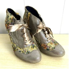 Poetic License Tweed Oxford Ribbon Heels Shoes size 37 whimsical quirky cosplay