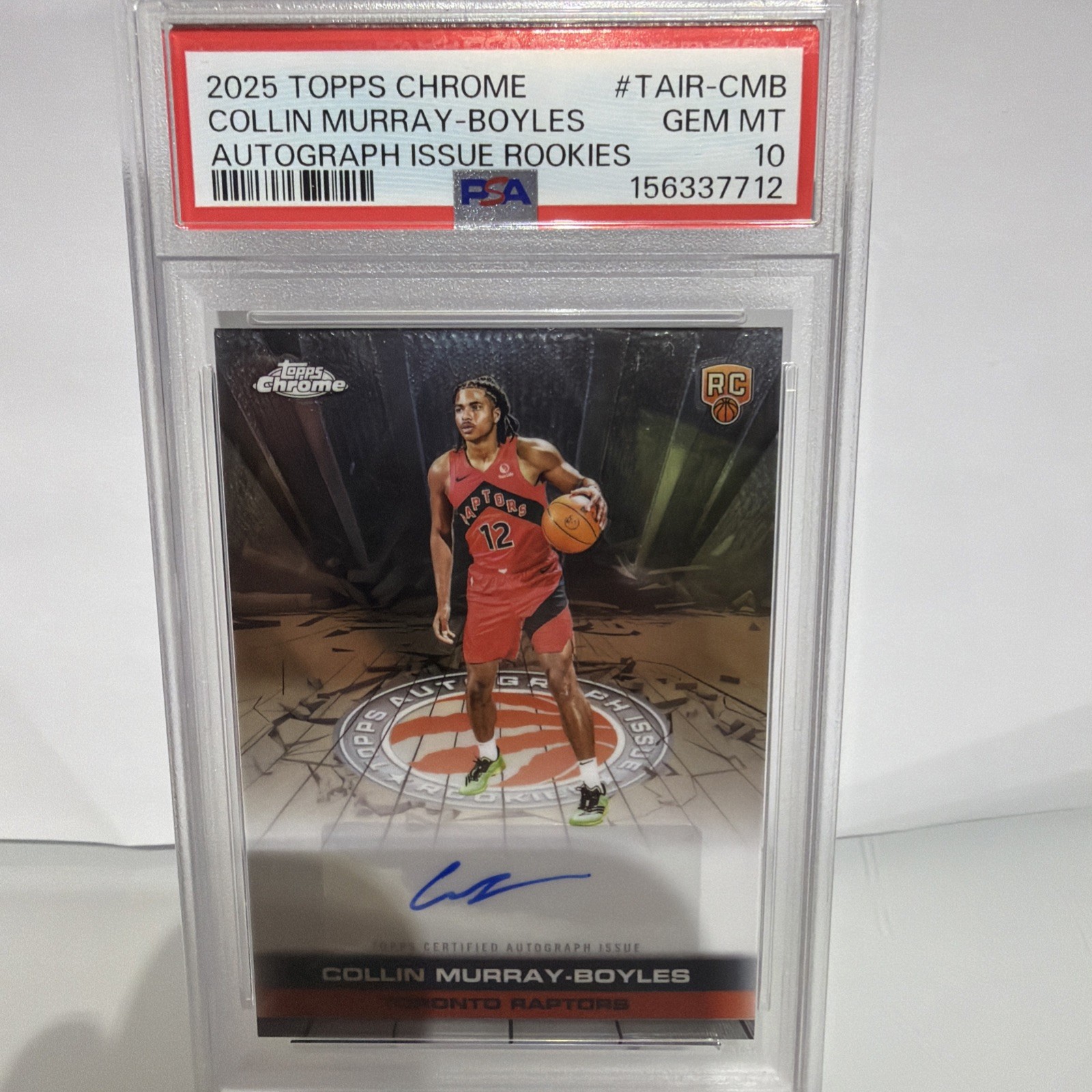Topps 2025-26 Chrome Collin Murray-Boyles Refractor Auto  PSA 10 Raptors