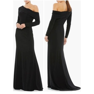 Mac Duggal 26595 Drop Shoulder Long Sleeve Column Gown Dress 8