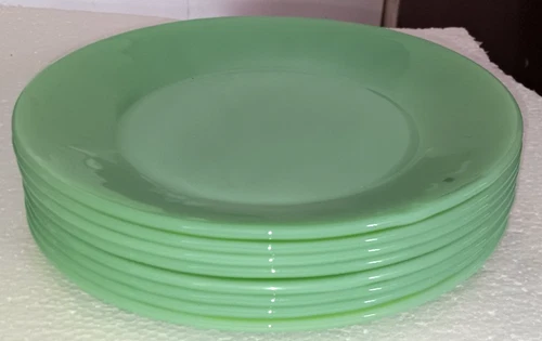 Fire King Jadeite 9" Dinner Plate Restaurant Ware Green Round Oven Ware Lot Of 8