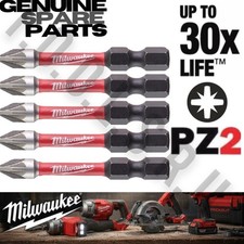 MILWAUKEE PZ2 50mm 5 X Impact Driver Bits SHOCKWAVE fit MAKITA, DEWALT, BOSCH s2
