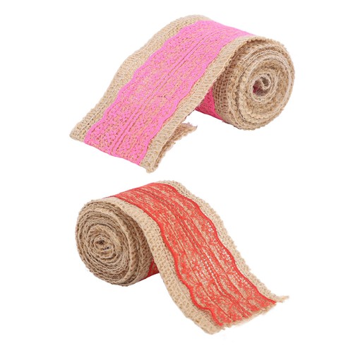 5 Rollen Sackleinen Spitzenband Deko Jute Sackleinen Band Rolle zum Basteln - Bild 14 von 30