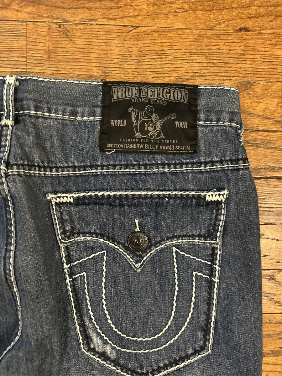 TRUE RELIGION Mens Rainbow Billy Denim Jeans Size 40x34 - Made In