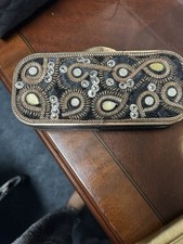 Elegant Natasha Crystal Evening Purse Clutch Rose Floral Design NWT