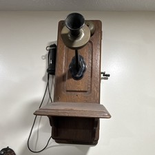 Pre-1940 Antique Wood Wall-Mount Crank Telephone Horn Mouthpiece Handset