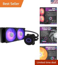 MasterLiquid ML240L RGB V2, Close-Loop AIO CPU Liquid Cooler, Gen3 Dual Chamb...