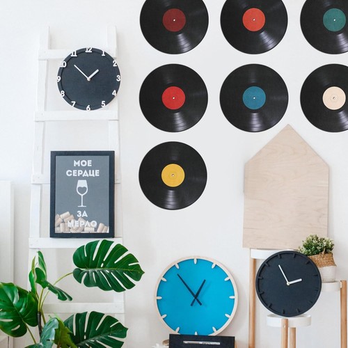 VOSAREA 8pcs Vinyl Record Wall Stickers Vintage Decals Colorful - Picture 5 of 9