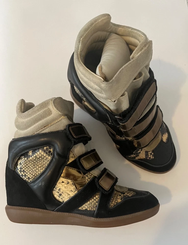 Isabel Marant Gamuza Y Pitón Cuero Repujado Bekett Cuña Sneak Foto 2 de 4