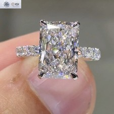 2.00 Ct IGI E VS1 RADIANT LAB GROWN DIAMOND ENGAGEMENT RING 925 STERLING SILVER