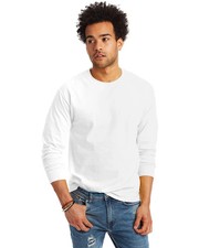 Hanes XL 5586 Unisex Long Sleeve T Shirt Stylish Authentic White 100 Cotton