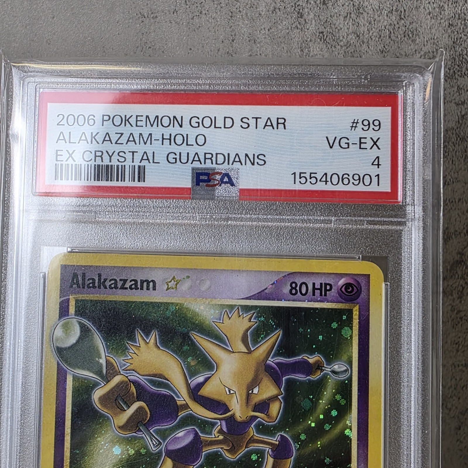 2006 Pokemon Gold Star Alakazam - Holo #99 Ex Crystal Guardians PSA 4 view 4