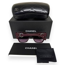 Chanel Butterfly Sunglasses Burgundy CC Logo ch5456QB 1461/S1 with Case