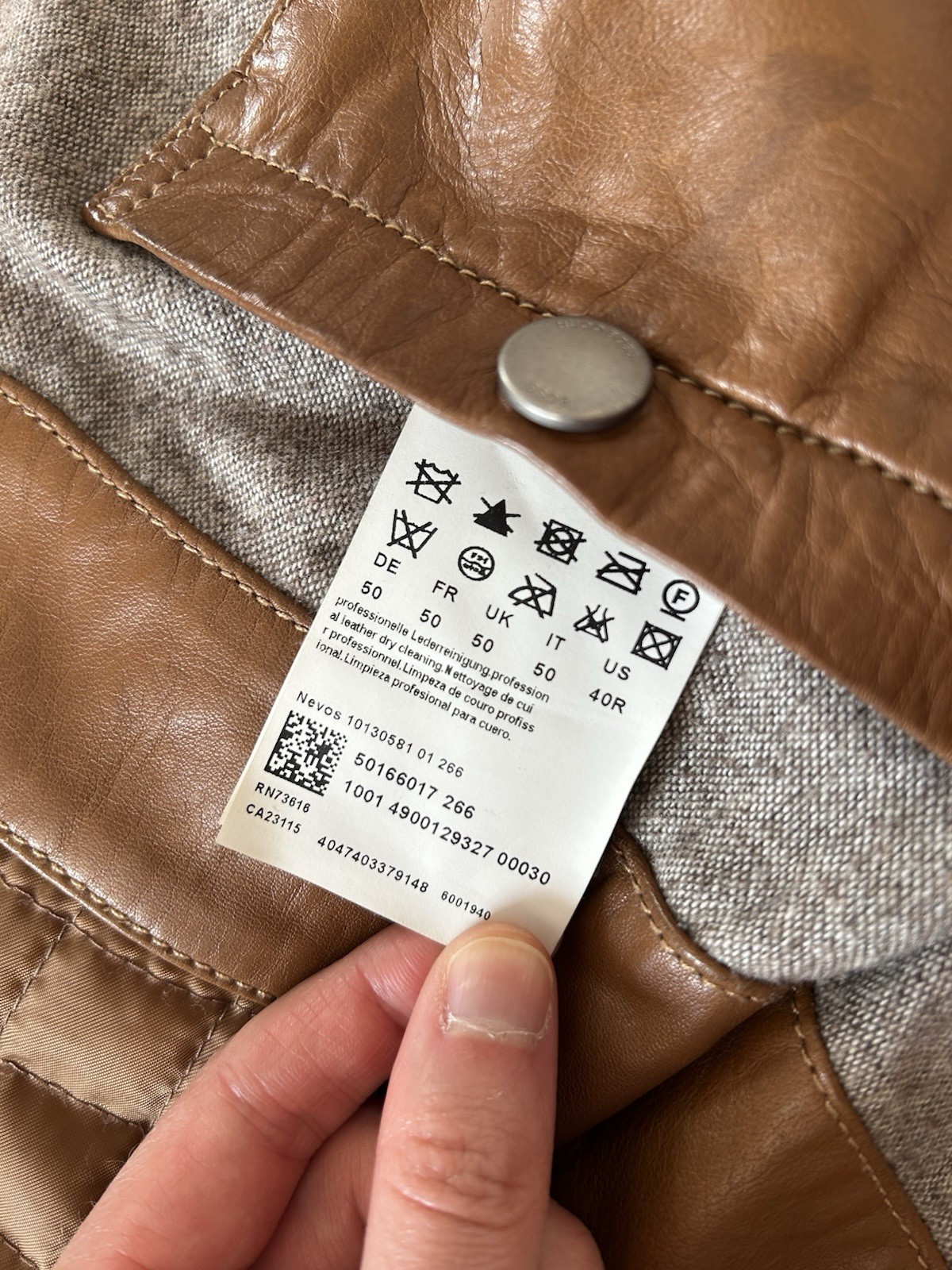 Rare Hugo Boss Tan Leather Jacket RRP £600 Men’s Medium 40 Chest Top Condition image 7