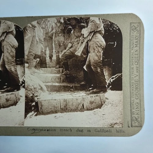 WW1 Military Stereoview C1916 Real Photo Turkey Gallipoli   Beach Landing
