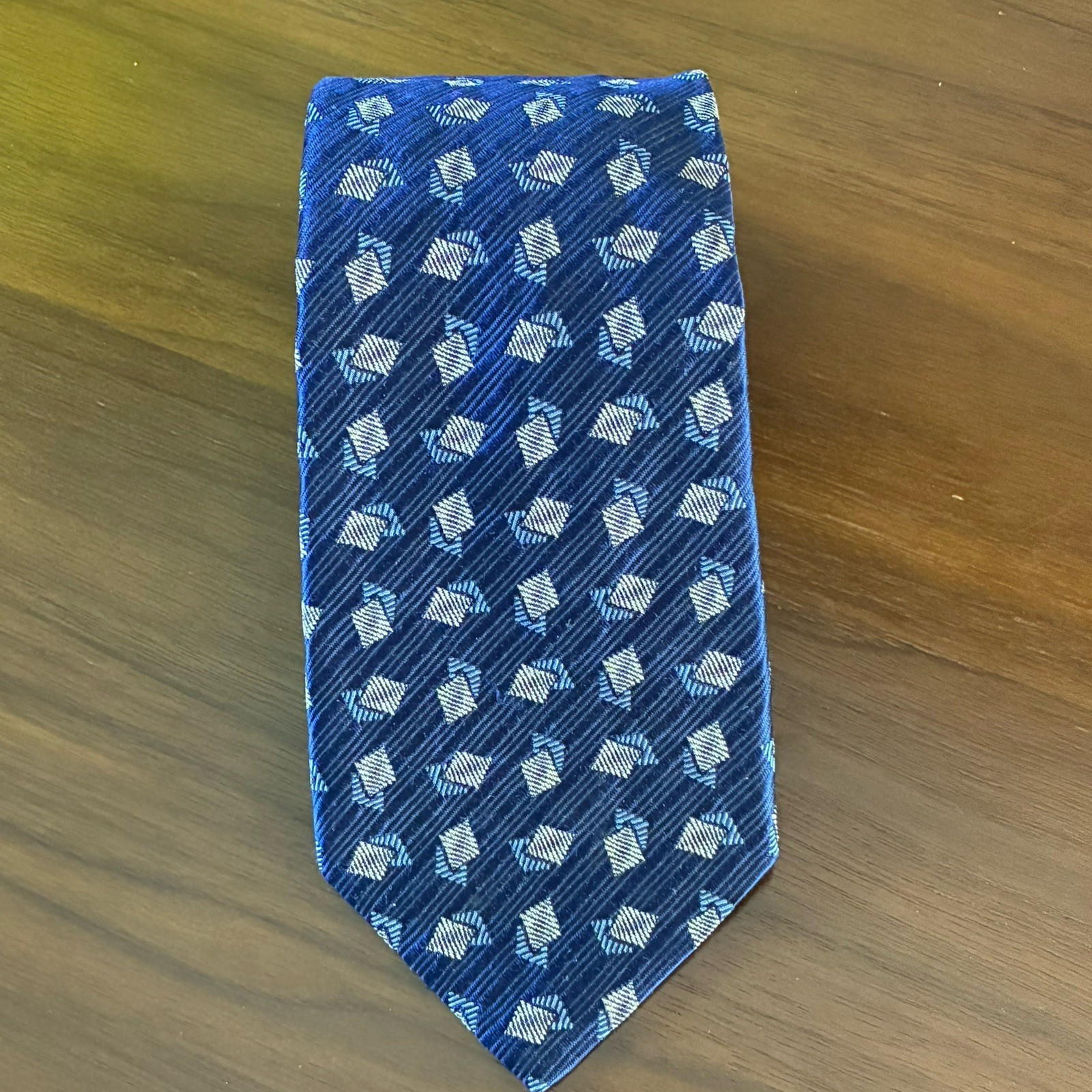 Robert Talbott Studio Blue & Silver Geometric Thi… - image 1