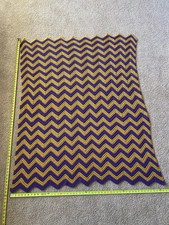Handmade Crochet Chevron Afghan Purple Gold Throw Blanket 51x60 Ripple